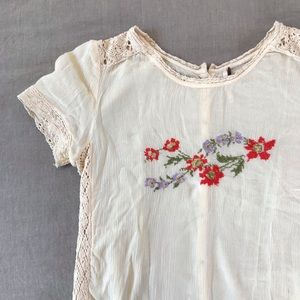 Free People Gauze Top with Floral Details